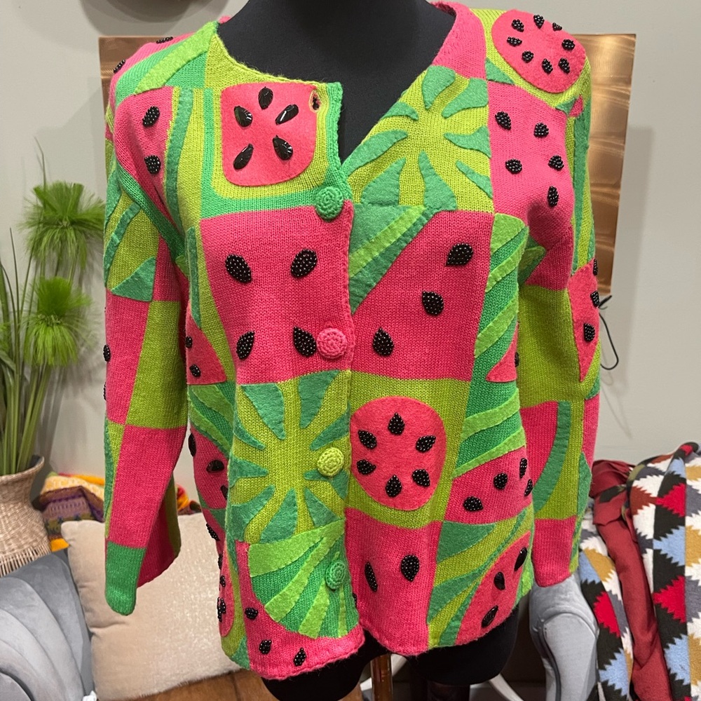 Michael Simon Vibrant Watermelon Cardigan